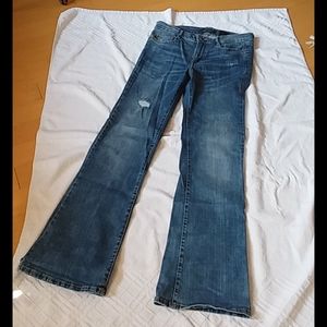 Joe fresh flared medium indigo ripped jeans